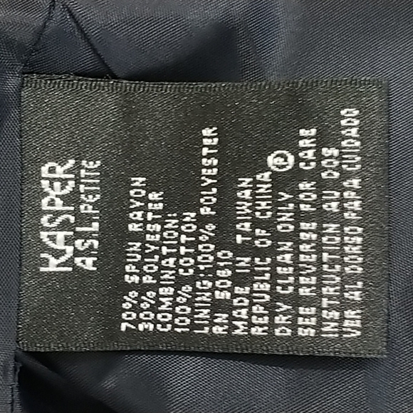 Kasper A.S.L. Petite, Navy Classic Blazer w Velvet Trim & Rhinestone Buttons 8P - Picture 9 of 12